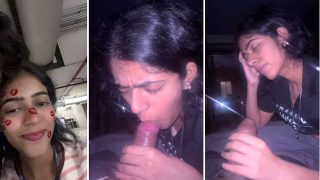 Cute Indian GF Giving BJ Handjob Cum Out Fucking OYO